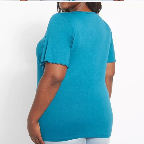 🔹Lane Bryant Fitted Short Flutter Sleeve V-Neck Drawcord-Front - Picture 3 of 8